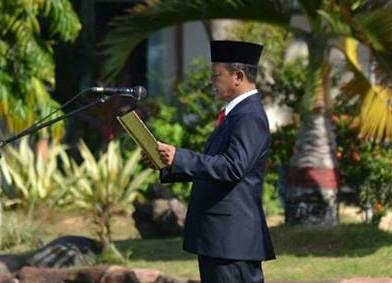 Indartato Membacakan Pidato Kebangkitan Nasional. (Foto : Dishubkominfo Pacitan)