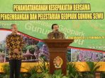 Gubernur Jatim memberikan sambutan dalam pertemuan tiga Gubernur di DI Yogyakarta, belum lama ini. (Foto : IST)