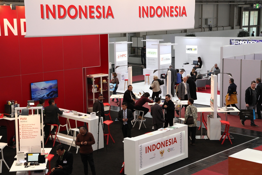 Paviliun Indonesia di arena CeBIT Hannover Jerman, 16-20 Maret 2015. Ada 12 perusahaan Indonesia yang ikut serta dalam kegiatan pameran IT terbesar dunia tersebut.