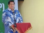 Wakil Bupati Pacitan Gagarin Sumrambah memberikan sambutan di acara Halalbihalal PWP Malang Raya.