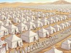 Sebuah foto udara jernih yang memperlihatkan ratusan jemaah haji Indonesia mengenakan kain ihram putih berkumpul di bawah tenda-tenda di Padang Arafah, Makkah, untuk melaksanakan wukuf