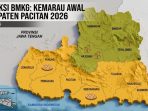 Peta infografis prediksi awal musim kemarau dan zona rawan kekeringan di Kabupaten Pacitan akibat ancaman Godzilla El Nino.