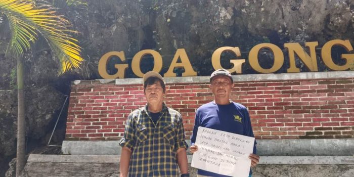 Terminal utama Goa Gong di atas lahan Sutikno dan kawasan bukit gua milik ahli waris Kateni di Pacitan.