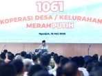 Presiden Prabowo Subianto saat memberikan sambutan dalam peresmian Museum Marsinah di Nganjuk.