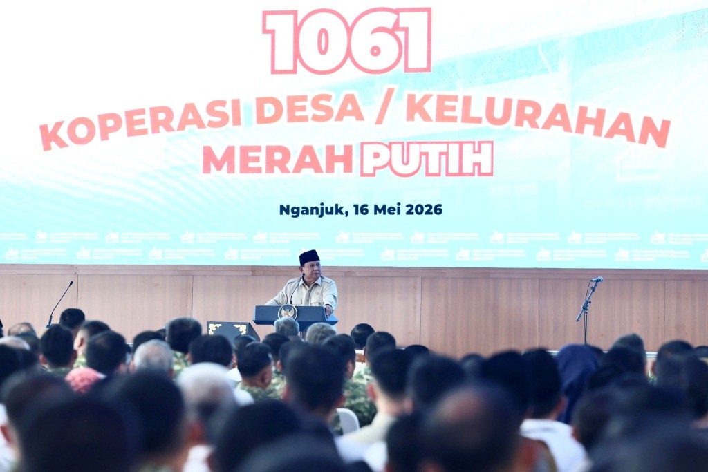 Presiden Prabowo Subianto saat memberikan sambutan dalam peresmian Museum Marsinah di Nganjuk.