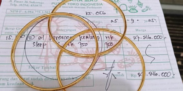 Bukti Dugaan Gelang Emas Palsu Lapis Tembaga di Pacitan
