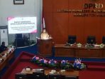 Baginda Rahadian Pratama saat menyampaikan pandangan umum Fraksi Demokrat dalam Rapat Paripurna DPRD Pacitan.