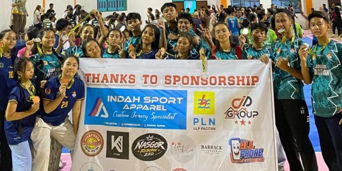 Skuad tim Kabaddi Kabupaten Pacitan berlaga di ajang Kejurprov Kabaddi Junior Jatim 2026.