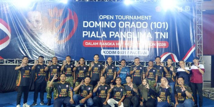 Suasana pembukaan Turnamen Domino ORADO 101 Piala Panglima TNI di Kodim 0801 Pacitan secara virtual.