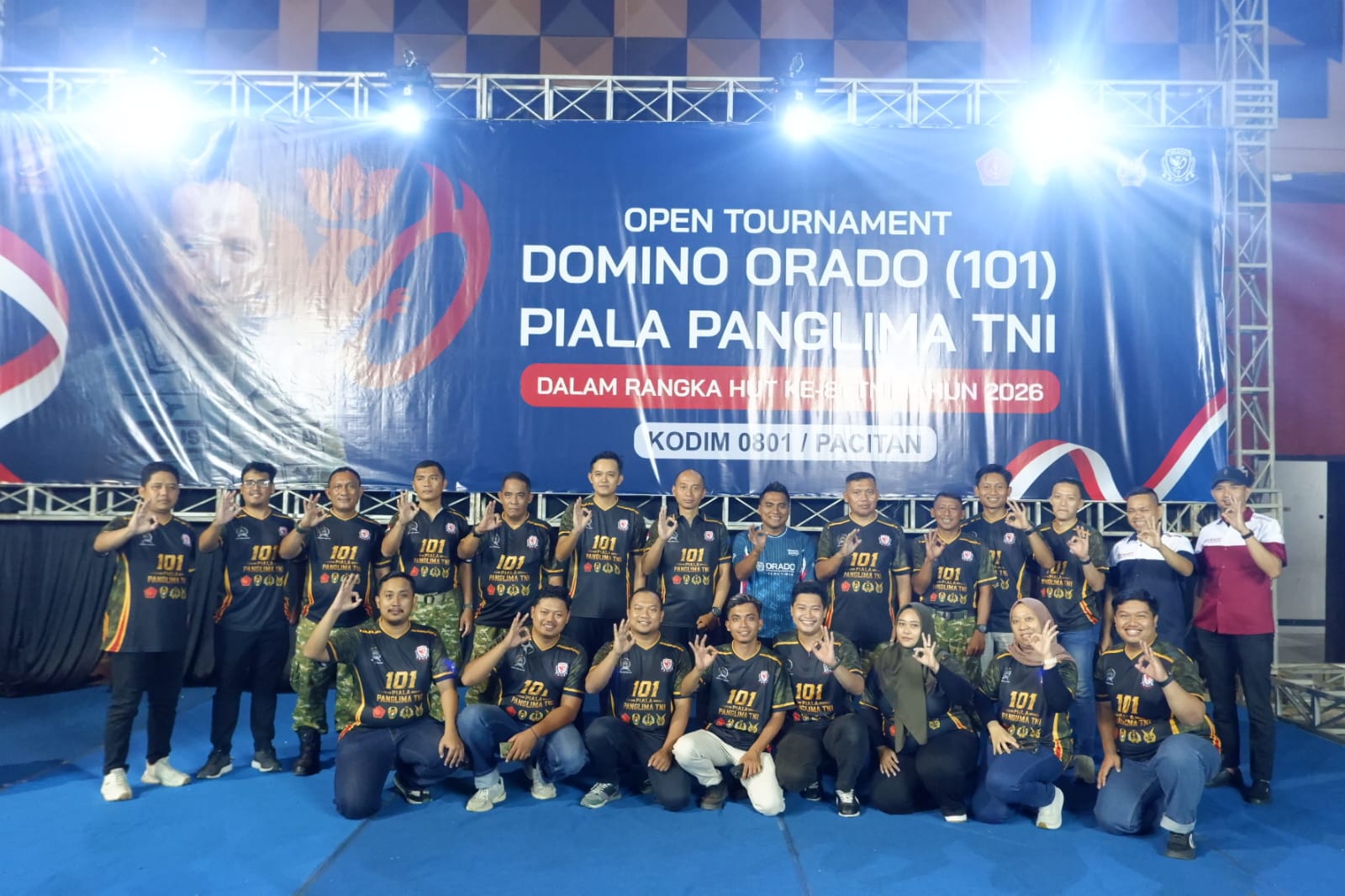 Suasana pembukaan Turnamen Domino ORADO 101 Piala Panglima TNI di Kodim 0801 Pacitan secara virtual.