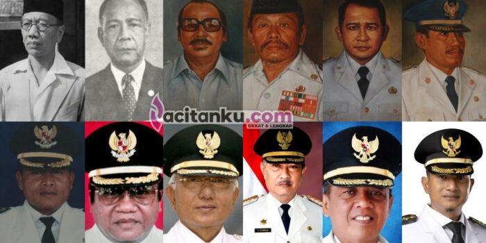 Kolase foto 12 tokoh Bupati Pacitan dari masa ke masa, mulai dari Soesanto Tirtoprodjo hingga Indrata Nur Bayuaji.