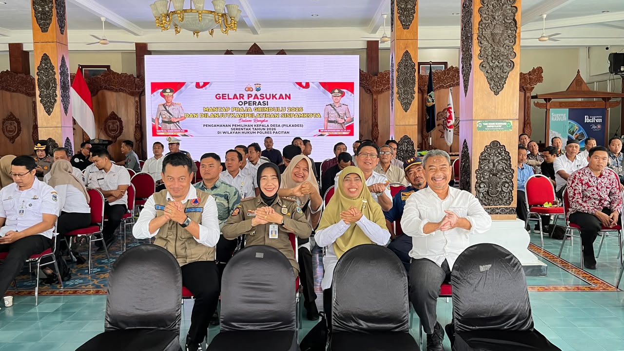 Gelar Pasukan Operasi Mantap Praja Grindulu 2026 untuk Pengamanan Pilkades Serentak di Pacitan Dinas PMD Kabupaten Pacitan menyiapkan langkah antisipasi potensi konflik dalam Pilkades serentak 2026 melalui pembinaan panitia desa, koordinasi dengan unsur kecamatan dan aparat keamanan, serta penekanan netralitas panitia pemilihan.